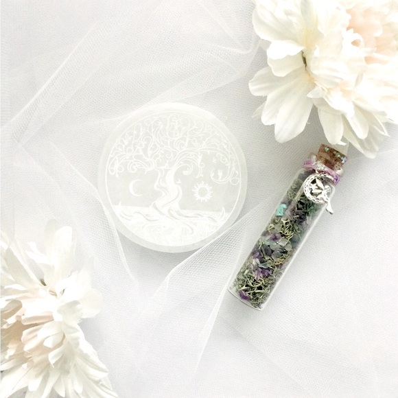Tree of Life Selenite Charging Disc & Fairy Spell Jar Set - Picture 4 of 5